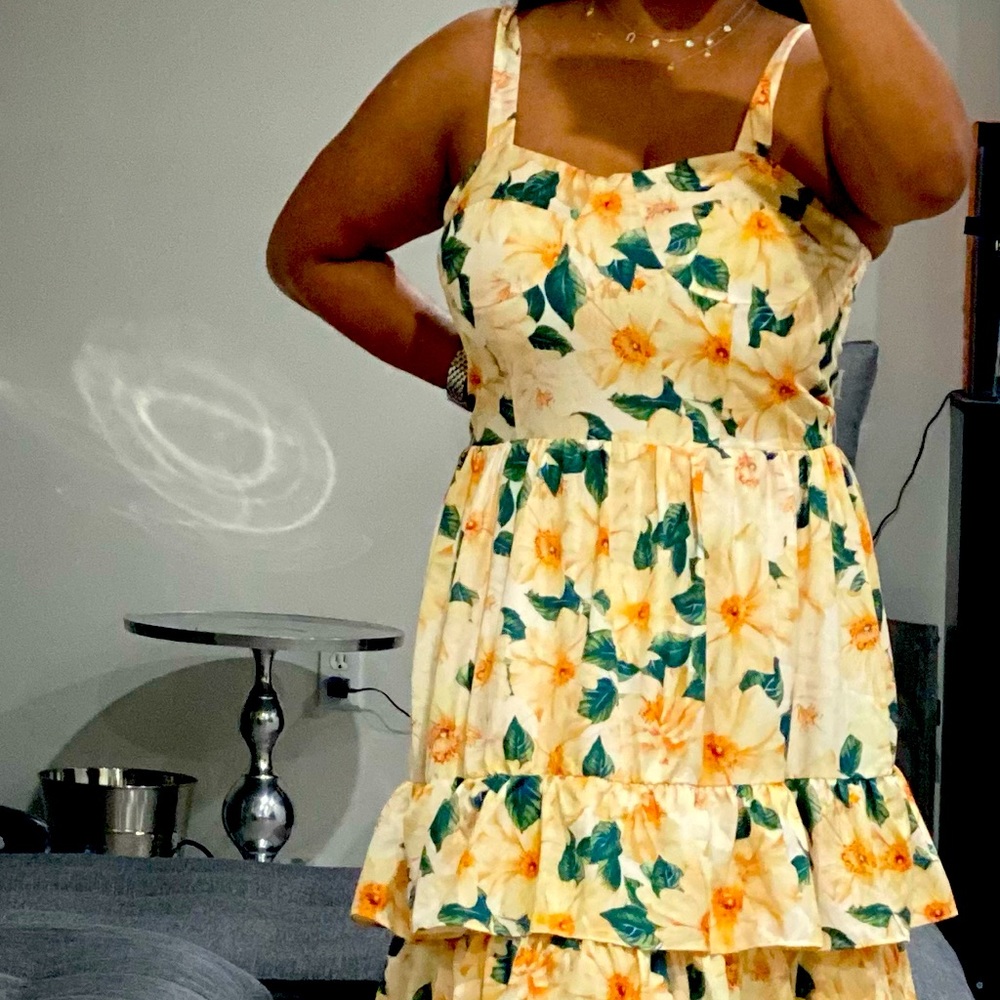 Bran NEW 70F/21C Sunflower Ruffle Dress Multicolor Yellow